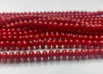 3x5mm 4x6mm Red Bamboo Coral Rondelle Gemstone Beads 15.5 Inches Strand #3568