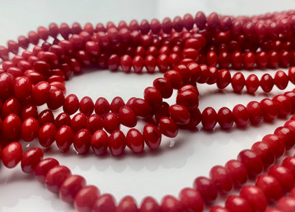 3x5mm 4x6mm Red Bamboo Coral Rondelle Gemstone Beads 15.5 Inches Strand #3568