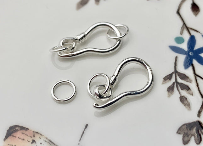 9x12 mm 925 Sterling Silver Hook Bali Clasp Findings Genuine Sterling Silver Drop Shape Clasp with Closed Jump Rings DIY Jewelry #10131