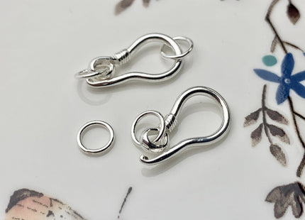 5-7x11-15 mm 925 Sterling Silver Hook Bali Clasp Findings Genuine Sterling Silver Drop Shape Clasp with Closed Jump Rings DIY Jewelry #10131