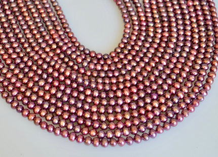 4.5-5mm AA Potato Shape Freshwater Pearl Beads Dusty-Rose Pink Color Genuine Cultured Pearl #891