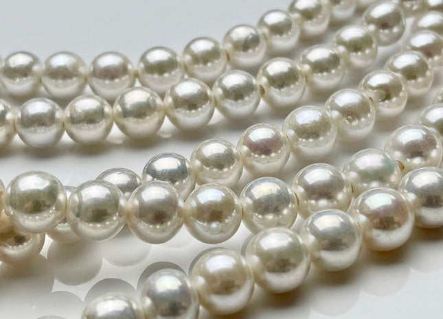 9.5-11.5 mm AAA Natural White Half Strand Large Hole Freshwater Edison Pearl Beads Hole Size 2.2 mm Genuine Extra Shiny Round Pearl #P1870