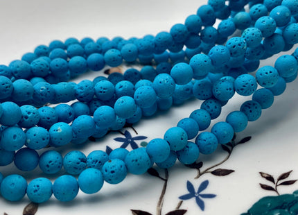 6mm 8mm 10mm Lava Round Beads Turquoise Color Organic Volcanic Rock Stone Beads 15.5 Inches Strand #2895
