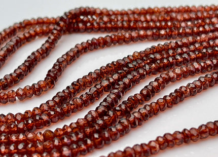 3.5-4 mm Natural Red Garnet Gemstone Beads Faceted Rondelle Shape Genuine Red Garnet Gemstone Beads 13 Inches Strand #4148