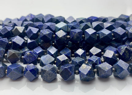 5 Pieces 7-8 mm Natural Color Faceted Tumble Prism Cut Lapis Gemstone Beads Genuine Natural Blue Lapis Beads 8 inches Strand #3745