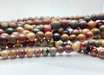 4mm 6mm 8mm 10mm 12mm AAA Smooth Round Picasso Jasper Gemstone Beads Natural Brown Red Color Jasper 15.5 Inches Strand #3050