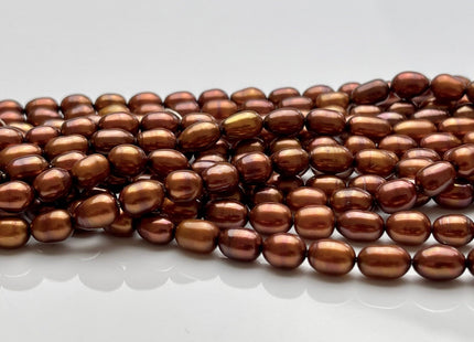 6x8-10mm Bronze Color Rice/Oval Freshwater Pearl Beads Genuine Cultured High Luster Bronze Color Rice Freshwater Pearls 45 Pieces #P1694