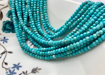 3x4 mm Natural Faceted Rondelle Turquoise Beads Natural Color Turquoise Loose Beads #2582