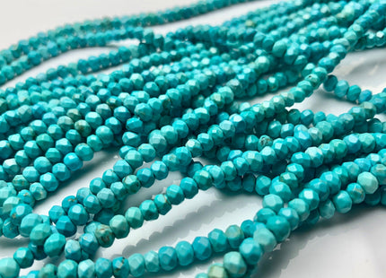 3x4 mm Natural Faceted Rondelle Turquoise Beads Natural Color Turquoise Loose Beads #2582