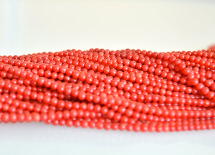 WHOLESALE Natural Gemstone Sea Bamboo Coral Beads Red Color Smooth Round Shape Size Approx. 2-2.5mm #2068