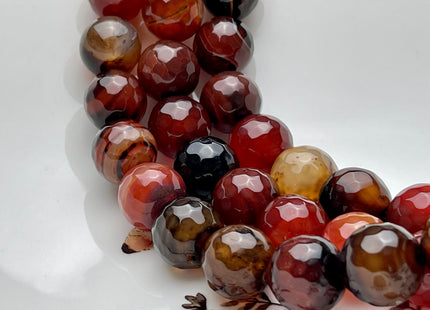 BEST DEAL 16 mm Faceted Round Agate Gemstone Beads Heat Treated Multi Orange And Brown Color Natural Gemstone Agate 15.5 Inches Strand #4052