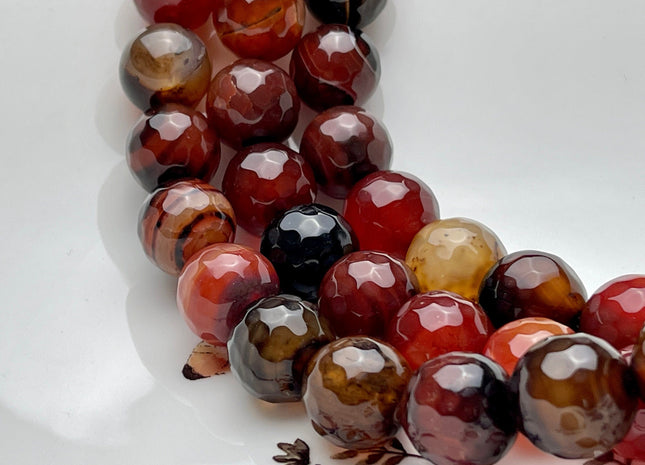 BEST DEAL 16 mm Faceted Round Agate Gemstone Beads Heat Treated Multi Orange And Brown Color Natural Gemstone Agate 15.5 Inches Strand #4052
