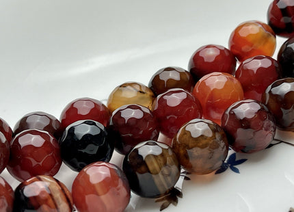 BEST DEAL 16 mm Faceted Round Agate Gemstone Beads Heat Treated Multi Orange And Brown Color Natural Gemstone Agate 15.5 Inches Strand #4052
