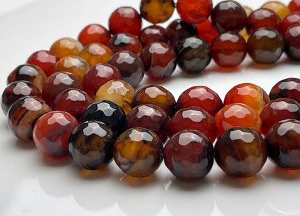 BEST DEAL 16 mm Faceted Round Agate Gemstone Beads Heat Treated Multi Orange And Brown Color Natural Gemstone Agate 15.5 Inches Strand #4052