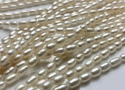 4.5x7 mm AAA Natural White Long Oval/Rice Freshwater Pearl Genuine High Luster Long Smooth Quality Pearls Bridal Pearls #P1578