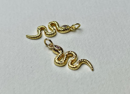Red/Blue/Green Eye Snake Design Charms for Necklace Jewelry Making 18K Gold Filled Charm Pendant With Colored CZ Crystals, One Piece #CR0020