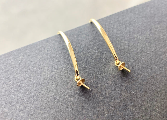 One Pair 925 Sterling Silver Or Gold Simple Hook Earring Setting 925 Sterling Silver Earring Hook Findings For Half Drilled Pearls #10348-J