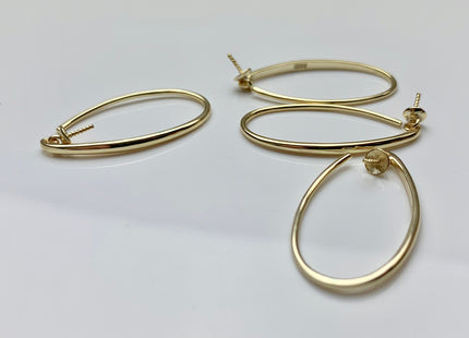 One Pair 925 Sterling Silver Or Gold Simple Hook Earring Setting 925 Sterling Silver Earring Hook Findings For Half Drilled Pearls #10348-J