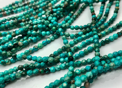 2 mm 2.5 mm 3 mm Faceted Round Turquoise Beads Natural Color Turquoise Loose Beads 15.5 Inches Strand #2648