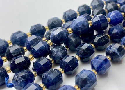 9x10mm Half Strand Faceted Energy Prism Cut Sodalite Gemstone Genuine Double Terminated Points Dark Blue Color Sodalite Bead 16 Pieces #3675