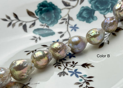 14-18x20 mm AAA Large Hole Large Natural Champagne Mauve Pink Baroque Pearl Genuine High Luster Cultured Baroque Pearls 22-26 Beads #P2157