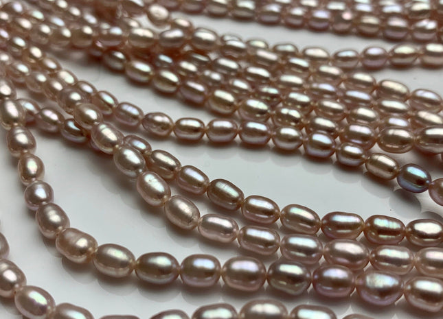 5x7 mm AAA Natural Mauve Pink Rice/Oval Freshwater Pearl Beads Genuine Mauve Pink Rice Freshwater Pearls #1759