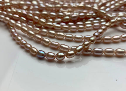 5x7 mm AAA Natural Mauve Pink Rice/Oval Freshwater Pearl Beads Genuine Mauve Pink Rice Freshwater Pearls #1759