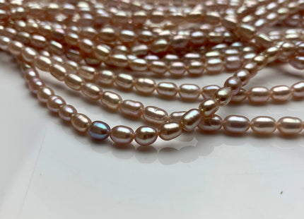 5x7 mm AAA Natural Mauve Pink Rice/Oval Freshwater Pearl Beads Genuine Mauve Pink Rice Freshwater Pearls #1759