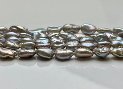 8-9x12-15mm Silver Gray Color Keshi Freshwater Pearls Beads Genuine Keshi Rice Nugget Shape Silver Gray Keshi Freshwater Pearl Beads #P1989