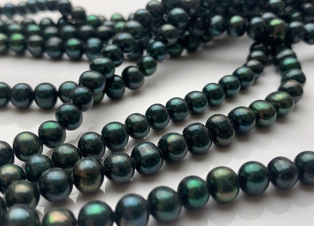 5.5-6 mm AA Ultra Dark Sacramento Green Color Potato Freshwater Pearl Beads Genuine Green Color Freshwater Pearl Beads 75 Beads #P1402