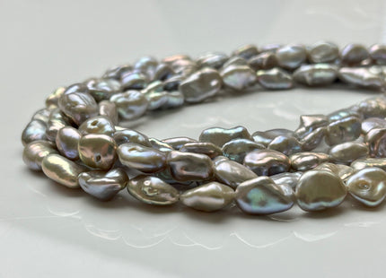 8-9x12-15mm Silver Gray Color Keshi Freshwater Pearls Beads Genuine Keshi Rice Nugget Shape Silver Gray Keshi Freshwater Pearl Beads #P1989