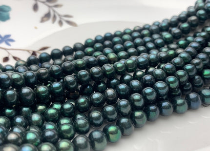 5.5-6 mm AA Ultra Dark Sacramento Green Color Potato Freshwater Pearl Beads Genuine Green Color Freshwater Pearl Beads 75 Beads #P1402