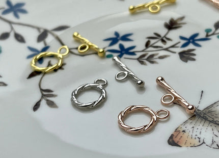 11 mm 925 Sterling Silver/Gold/Rose Gold Toggle Clasp Genuine 925 Silver Toggle Findings With Round Coiled Shape Design DIY Jewelry #10264