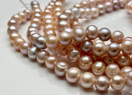 9 mm AA Half Strand Large Hole Natural Multi Pink Potato Freshwater Pearl Beads 2.2 mm Hole High Luster Large Hole Pearl Beads #1390