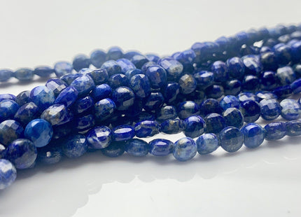 4mm Micro Faceted Diamond Cut Blue Color Lapis Flat Coin Disc Shape Genuine Lapis Gemstone Beads 15.5 Inches Strand #3073