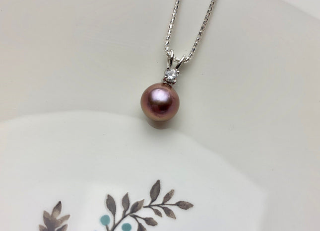 One Piece 925 Sterling Silver/Gold Pendant Setting Findings For Half Drilled Pearls Simple Design W/CZ Sterling Silver Pendant #10358