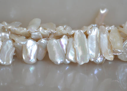 Genuine Cultured Freshwater Biwa Pearl Beads Luster White Color Top Drilled 20x8mm to 25x10mm Approx. #712