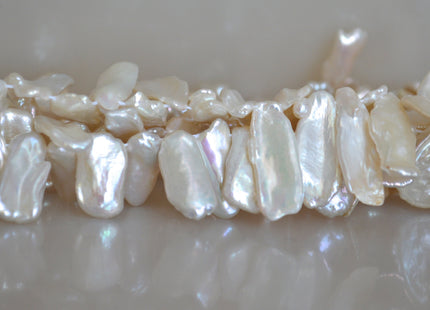 Genuine Cultured Freshwater Biwa Pearl Beads Luster White Color Top Drilled 20x8mm to 25x10mm Approx. #712