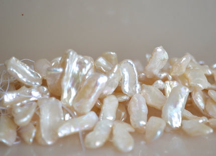 Genuine Cultured Freshwater Biwa Pearl Beads Luster White Color Top Drilled 20x8mm to 25x10mm Approx. #712
