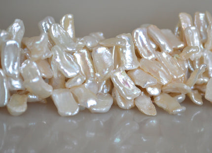 Genuine Cultured Freshwater Biwa Pearl Beads Luster White Color Top Drilled 20x8mm to 25x10mm Approx. #712
