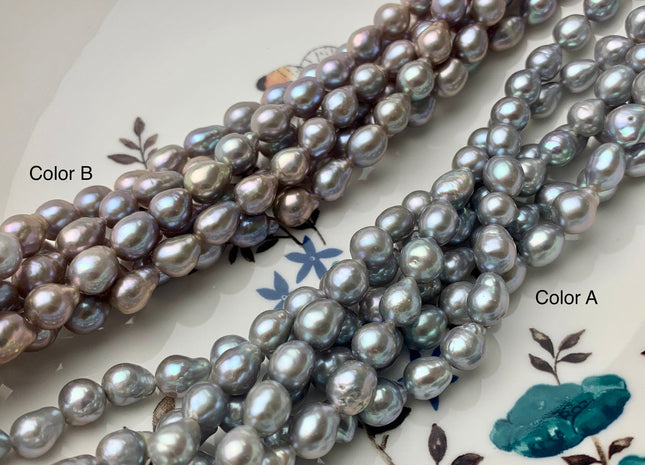 6.5-7x8-9 mm AAA Gray Color High Luster Baby Edison Baroque Freshwater Pearls Beads Genuine TearDrop Shape Small Edison Pearls #P1439