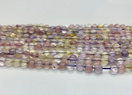 4mm Micro Faceted Diamond Cut Light Multi Color Super 7 Flat Coin Disc Shape Genuine Super 7 Gemstone Beads 15.5 Inches Strand #3076