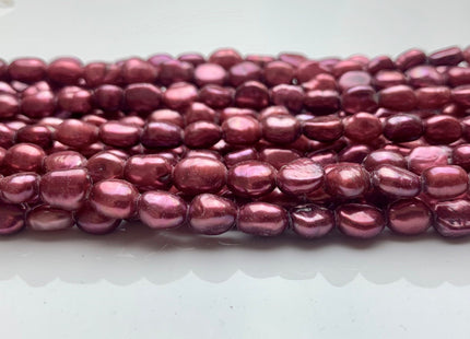 6x8 mm AA Large Hole Cranberry Color Rice Nugget Freshwater Pearls Hole Size 1.5 mm Lustrous Genuine Rice Nugget Pearl Beads #P1072