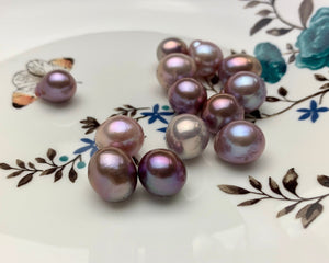 ONE Piece Rare AAA 10-15 mm Top Quality High Luster Half Drilled Baroque Freshwater Pearl Genuine Natural Purple Mauve Edison Pearls #1739
