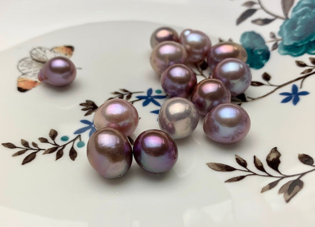 ONE Piece Rare AAA 10-15 mm Top Quality High Luster Half Drilled Baroque Freshwater Pearl Genuine Natural Purple Mauve Edison Pearls #1739