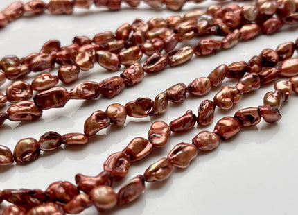 5-6x7-8 mm Rust Brown Color Keshi Freshwater Pearl Beads Genuine Freshwater Brown Color Keshi Pearls B Grade #P1939