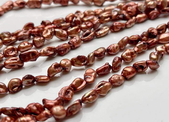 5-6x7-8 mm Rust Brown Color Keshi Freshwater Pearl Beads Genuine Freshwater Brown Color Keshi Pearls B Grade #P1939