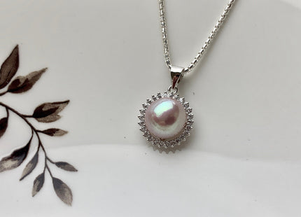 AAAA 10.5 mm Top Quality Natural White And Pink Freshwater Pearl Pendant W/925 Sterling Silver DIY Jewelry Bridal Pearl Necklace #10046-B