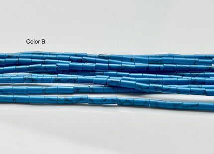 2x4 mm Tube Shape Howlite Gemstone Beads Genuine Turquoise Blue Color Howlite Gemstones Loose Spacer Beads 15.5 Inches Strand #3942
