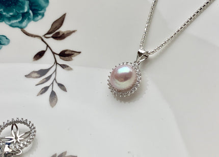 AAAA 10.5 mm Top Quality Natural White And Pink Freshwater Pearl Pendant W/925 Sterling Silver DIY Jewelry Bridal Pearl Necklace #10046-B